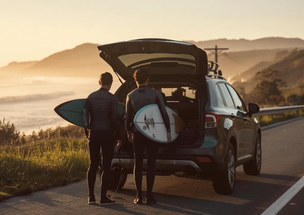 Surf travelers in El Salvador