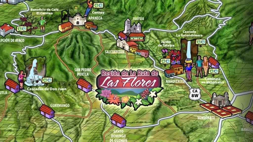Mapa Pueblos en la Ruta de las Flores